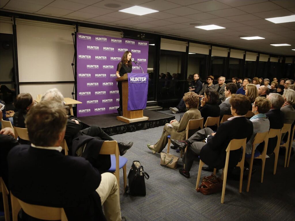 photo showing a workshop event at the Hunter College faculty dining room.