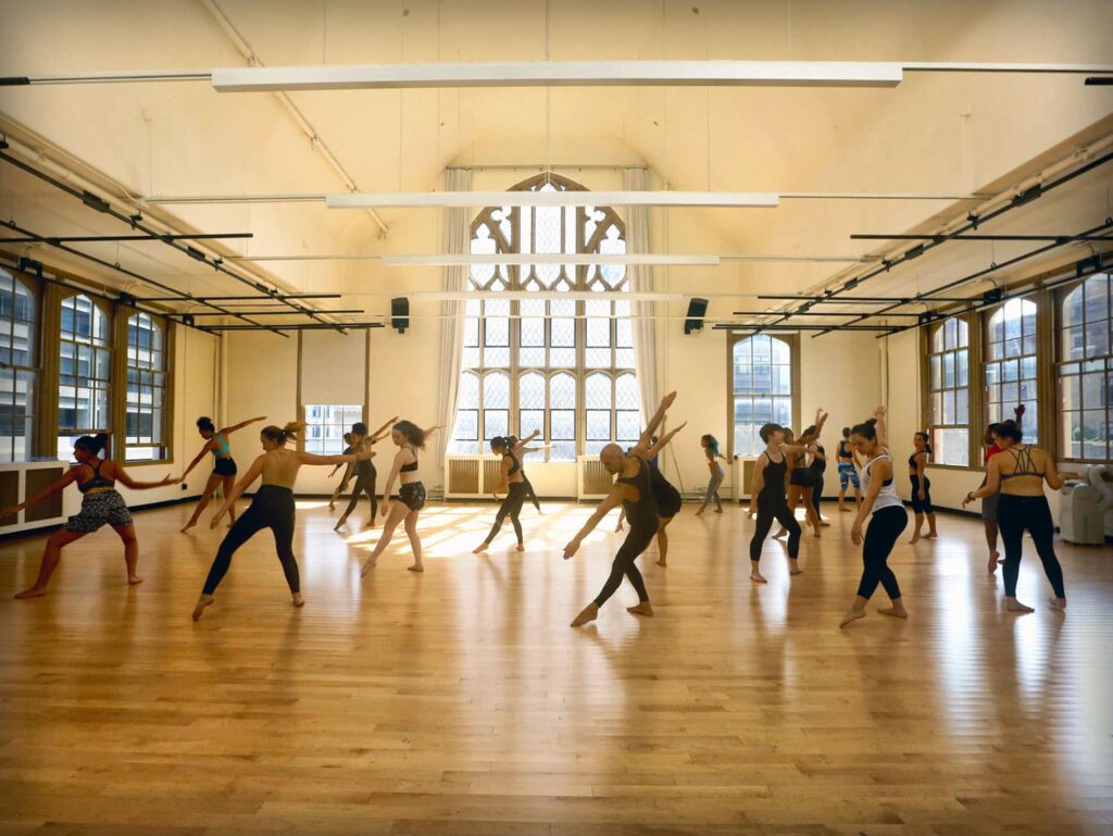 a photo that promotes Hunter College's Dance and Yoga Studio space rentals
