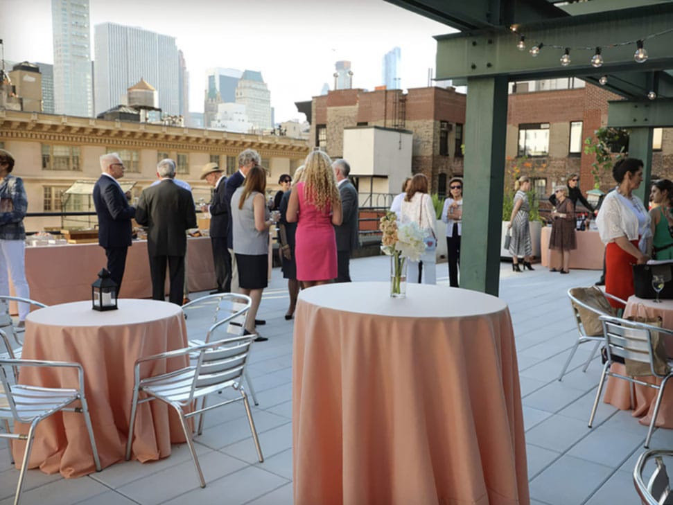 photo showing an outdoor social event at Hunter College's 8th Floor Terrace event venue in New York City