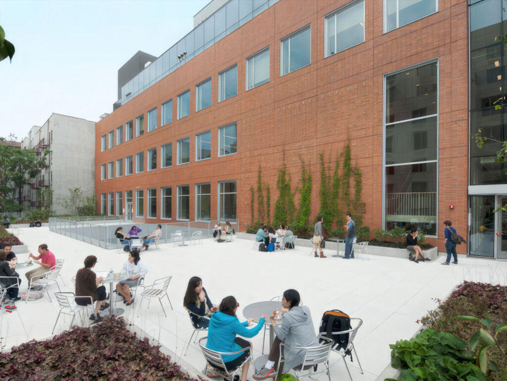 photo of Hunter College's East Harlem campus Silberman School of Social Work with spacious outdoor rental spaces available to the Hunter and New York City community