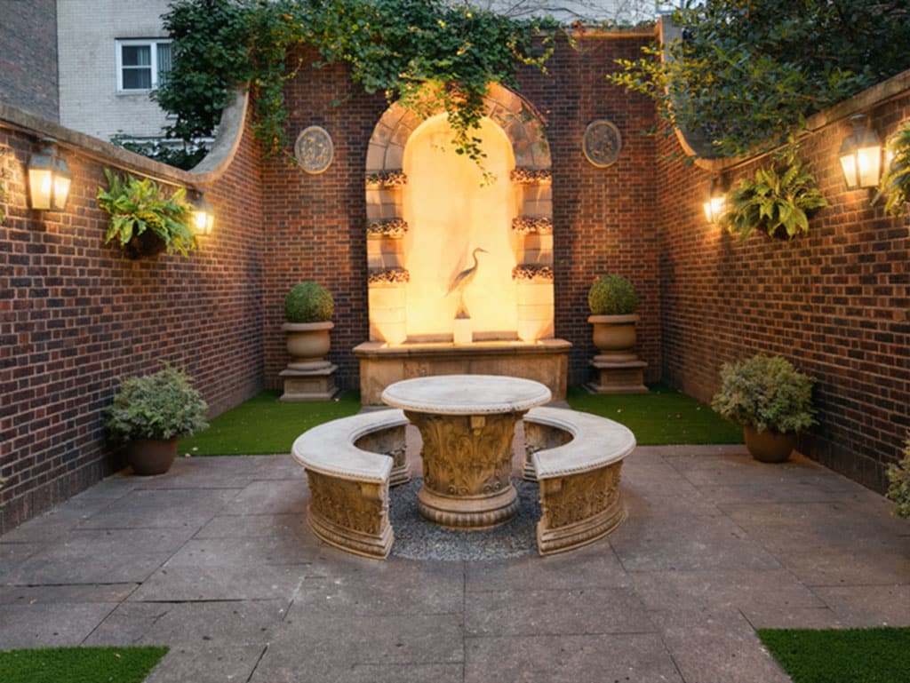 photo showing the Roosevelt outdoor courtyard