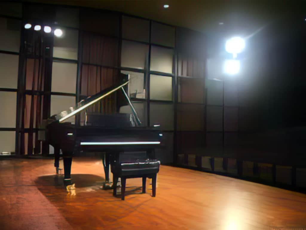photo showing the Steinway grand piano available as part of the Ida K. Lang recital hall rental space